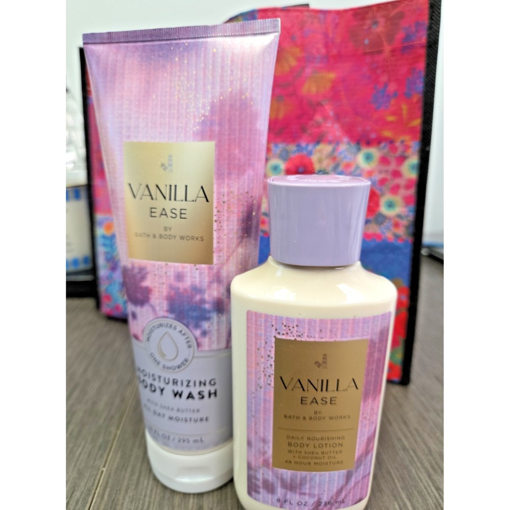 Bath & Body Works VANILLA EASE Body Lotion 8 oz & Moisturizing Body Wash 10 oz